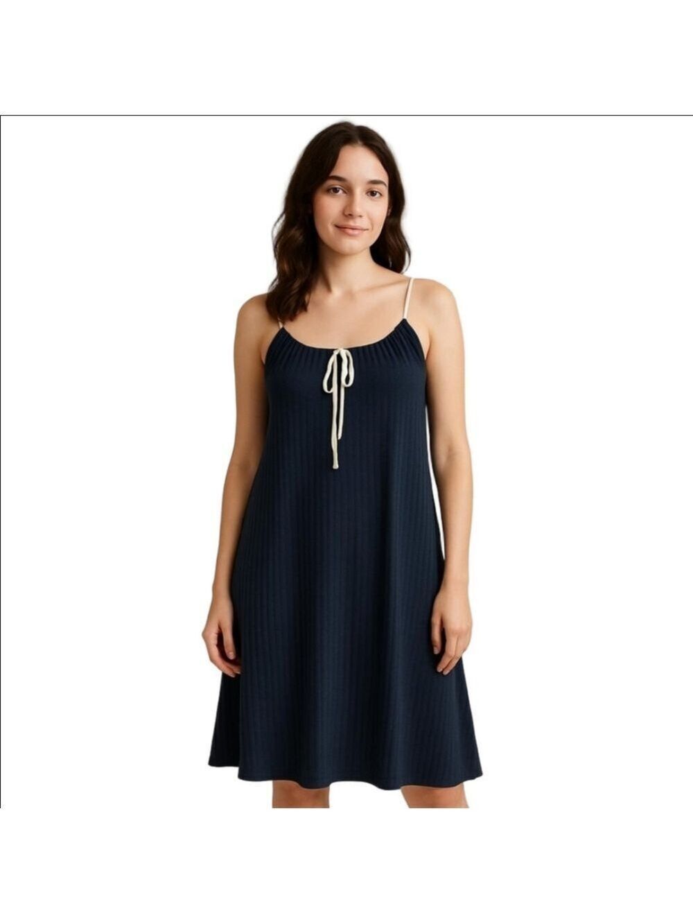 Navy Blue Spaghetti Strap Midi Dress
